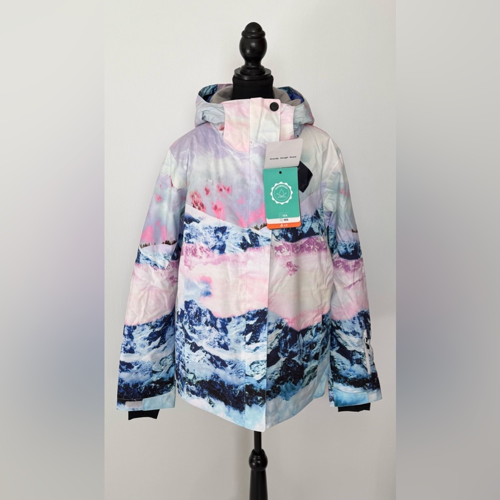 GSou Snow Ski / Snow Jacket Mountain Print Pink, Blue, Purple Women's Size XL